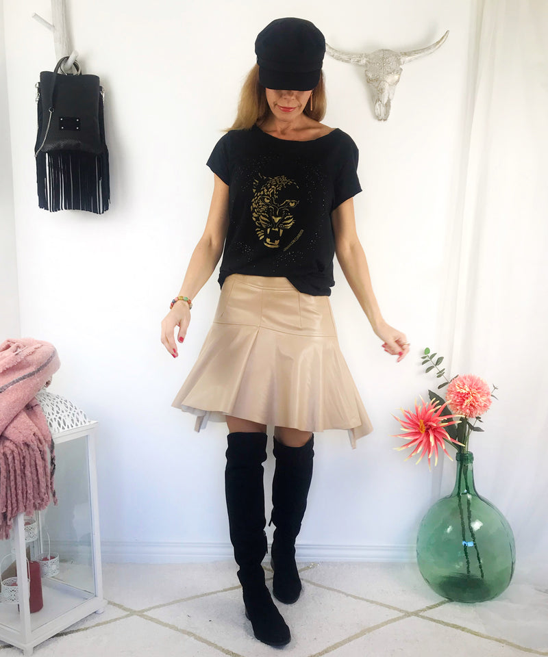 Falda mini beige