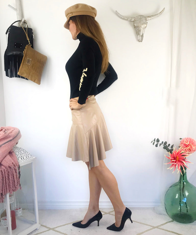 Falda mini beige