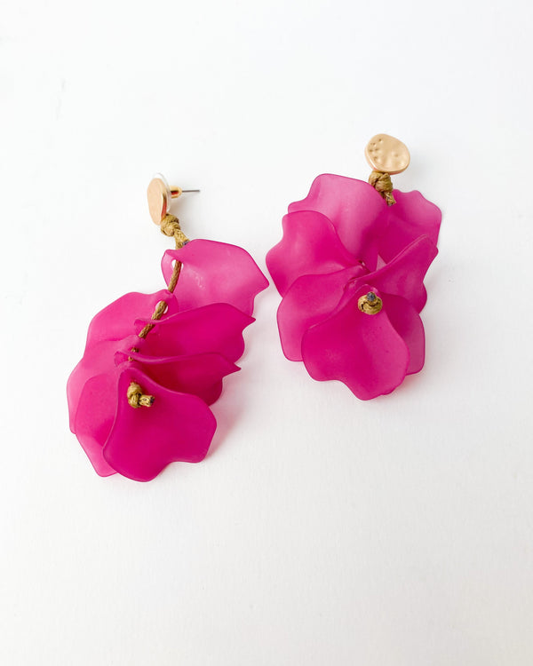 PENDIENTES FUCSIA HOJAS