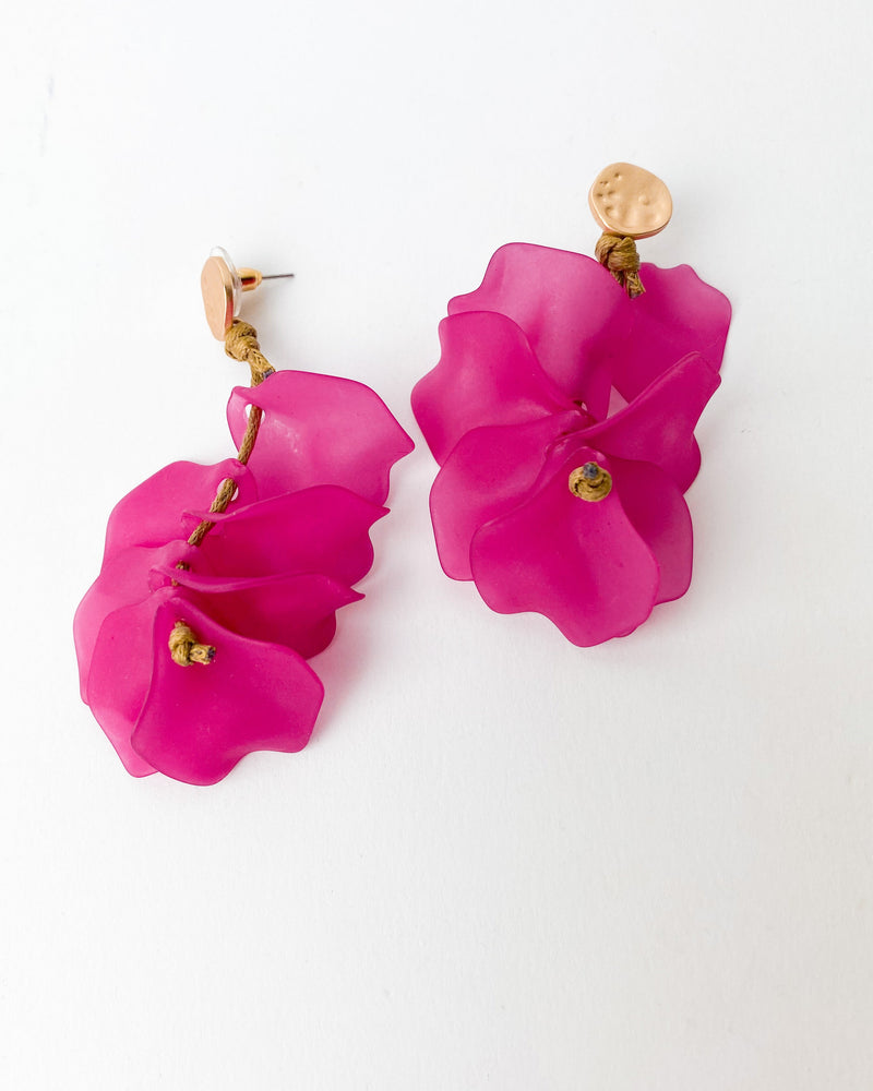 PENDIENTES FUCSIA HOJAS