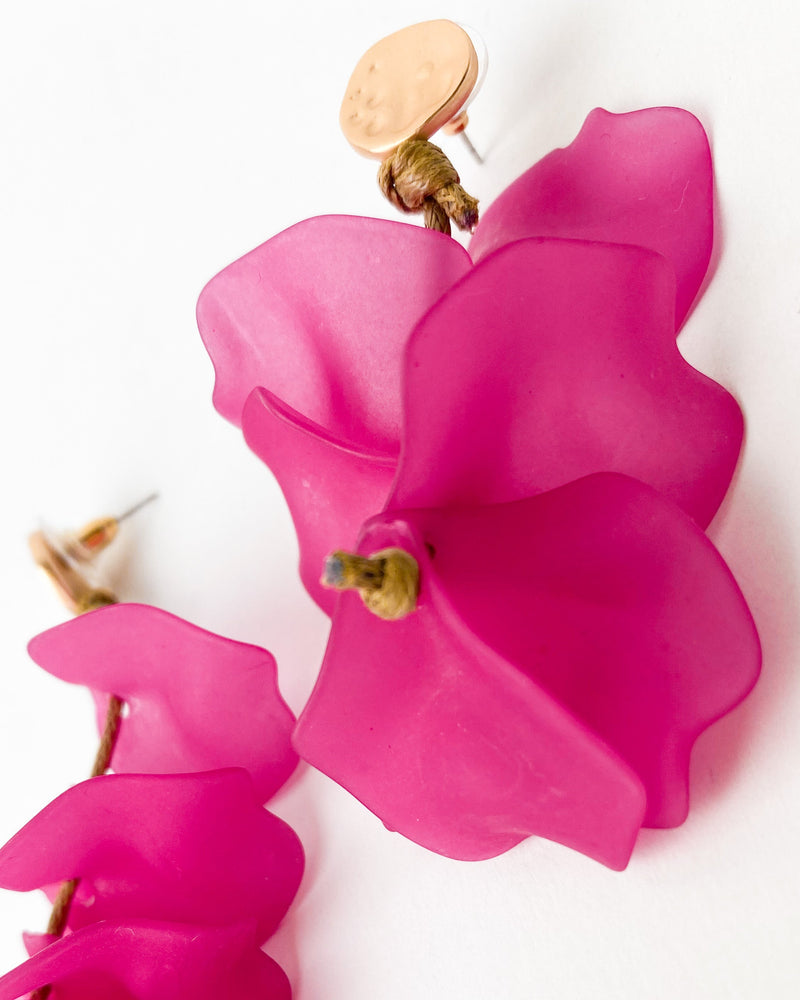PENDIENTES FUCSIA HOJAS