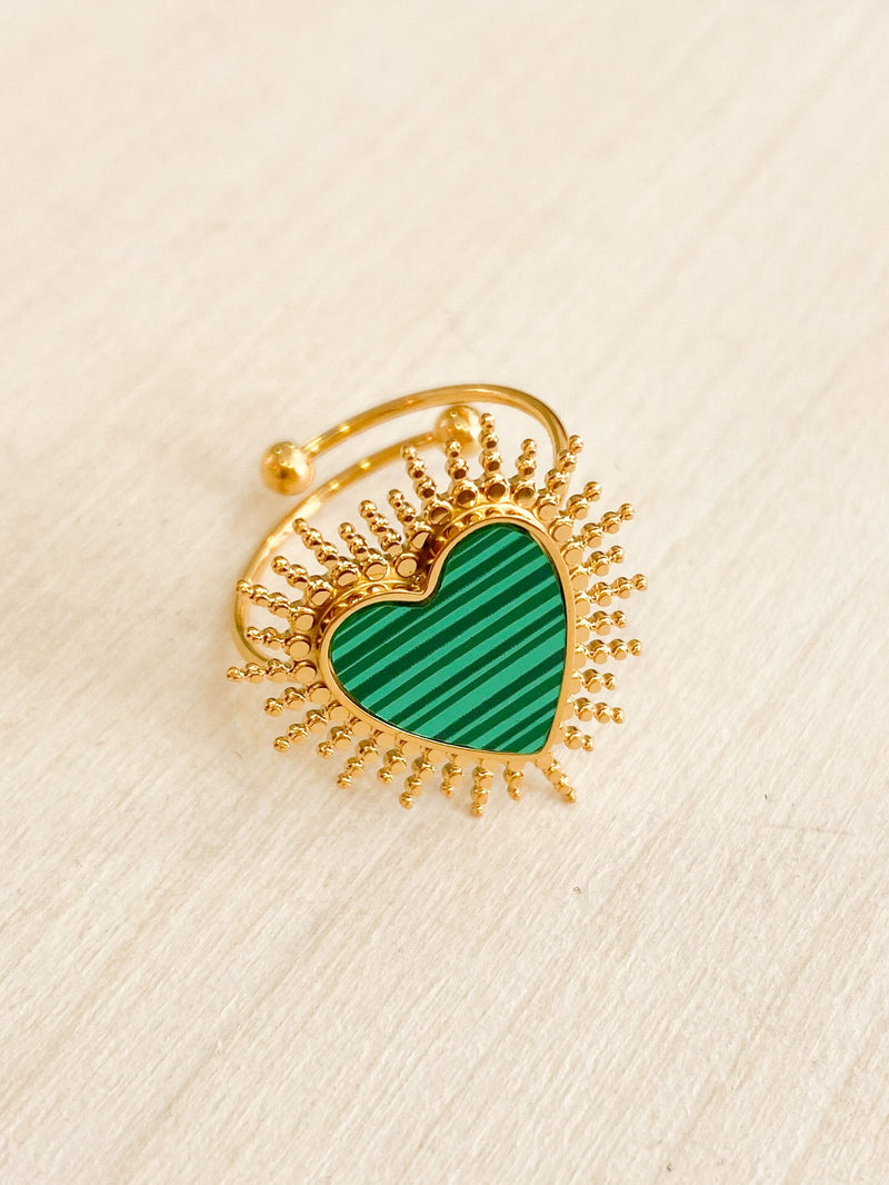 ANILLO CORAZÓN VERDE