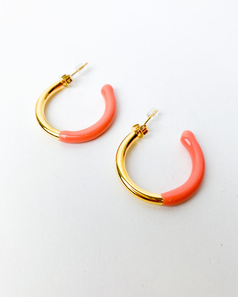 PENDIENTES ESMALTE CORAL