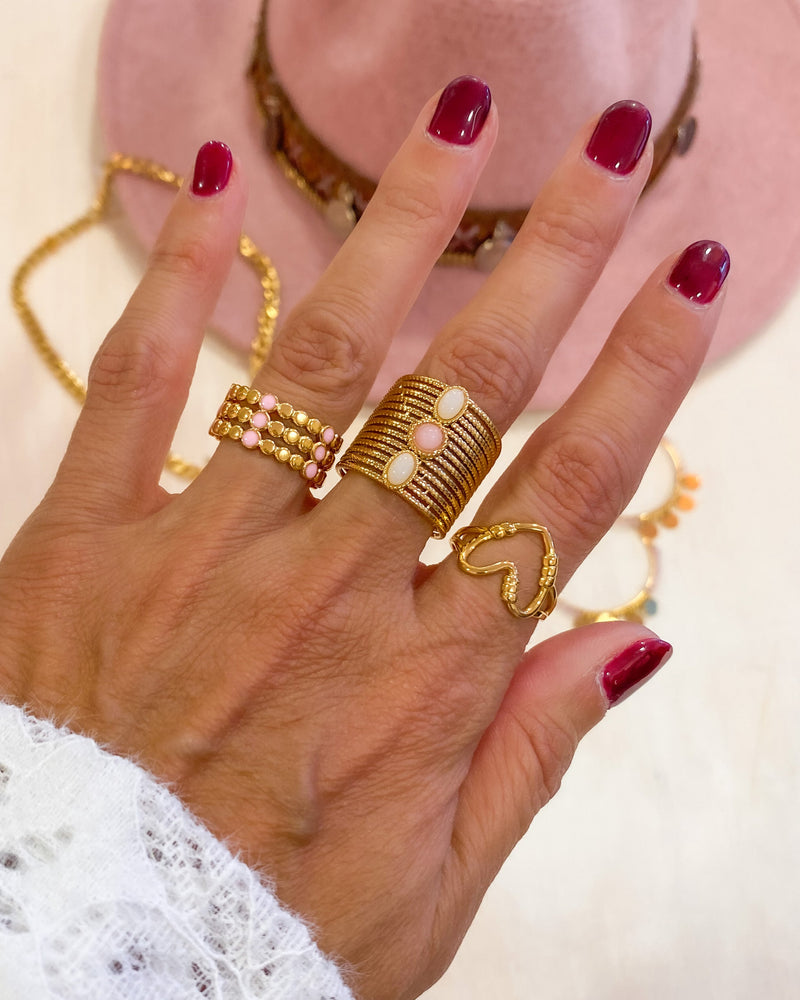 ANILLO TRIPLE ROSA