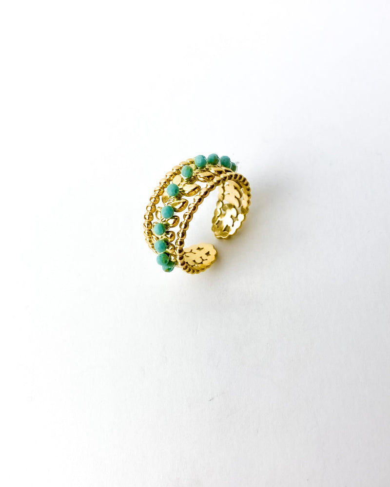 ANILLO BOLITAS TURQUESA