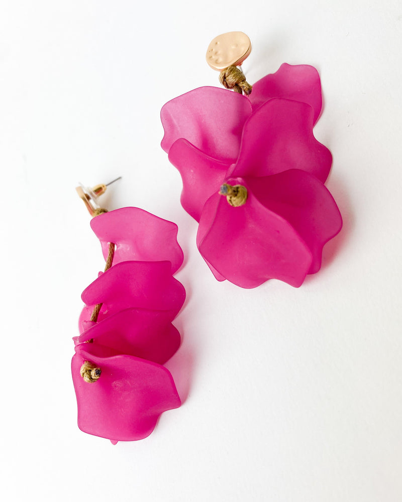 PENDIENTES FUCSIA HOJAS