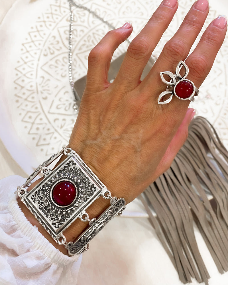 PULSERA ANCHA ROJA